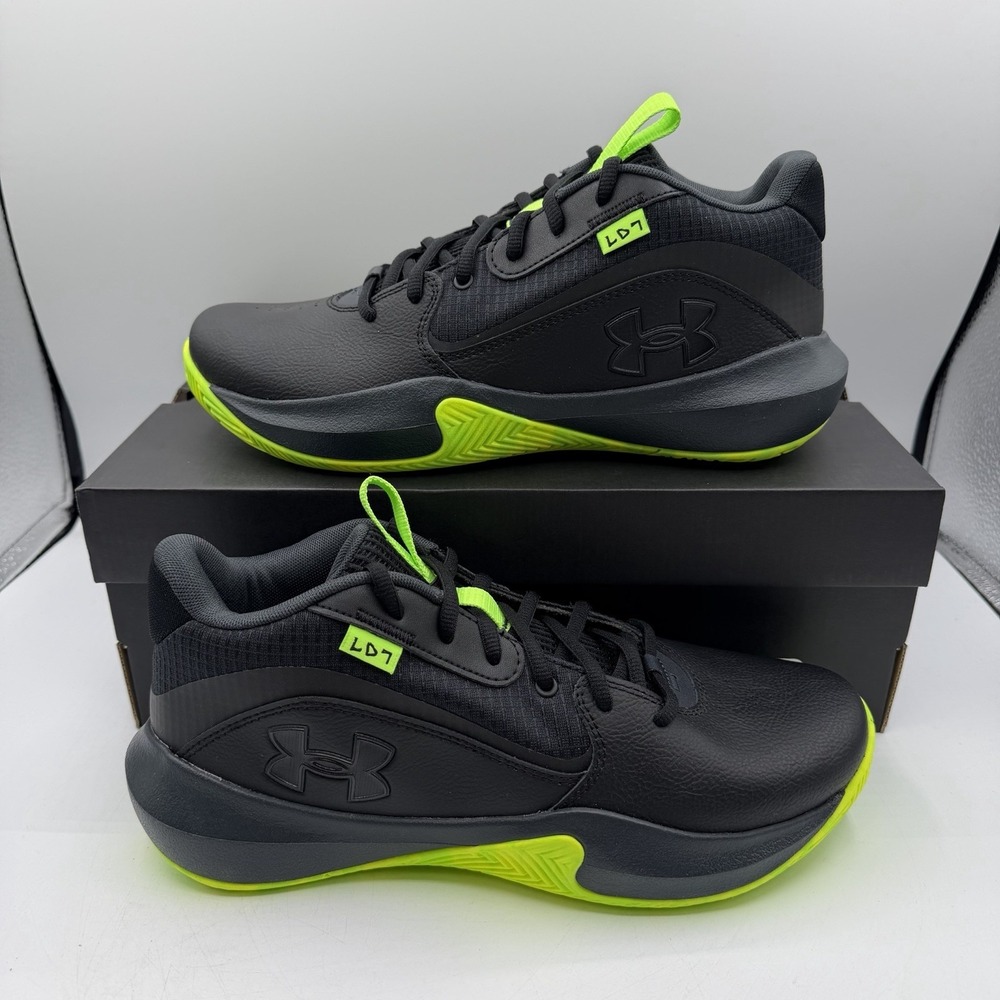 Under Armour Lockdown 7 Shoes Mens Sz 10.5 Black/Neon Green Sneakers 3028512-006